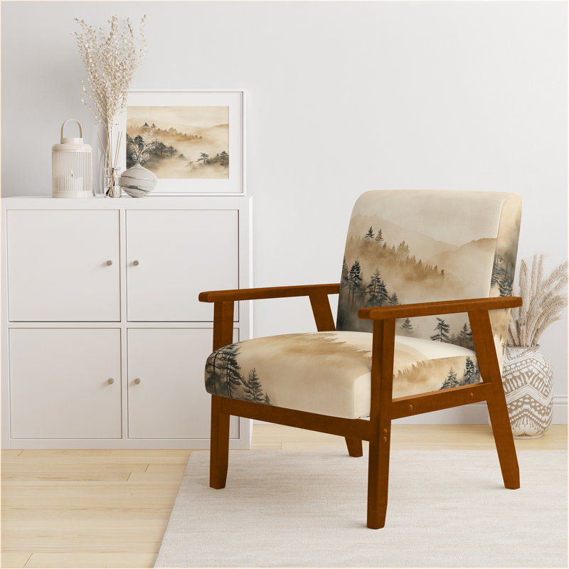 Chaise rembourrée Forest - Chaise avec accoudoirs Sand Forest Veil I, Accoudoirs carrés bruns