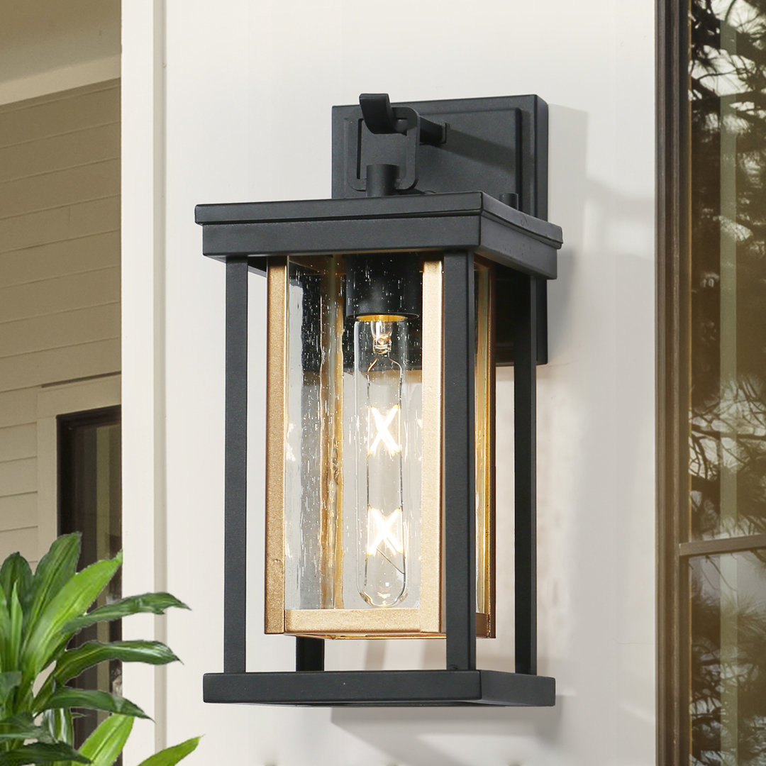 Eswin 1- Light 13.6“H Black Lantern Outdoor Wall Sconce 17 Stories