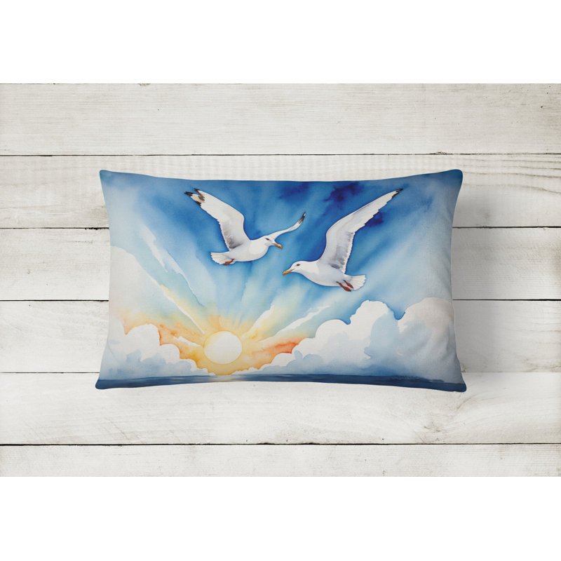Gulls Soaring High Throw Pillow, Rectangle 12"H x 16"W