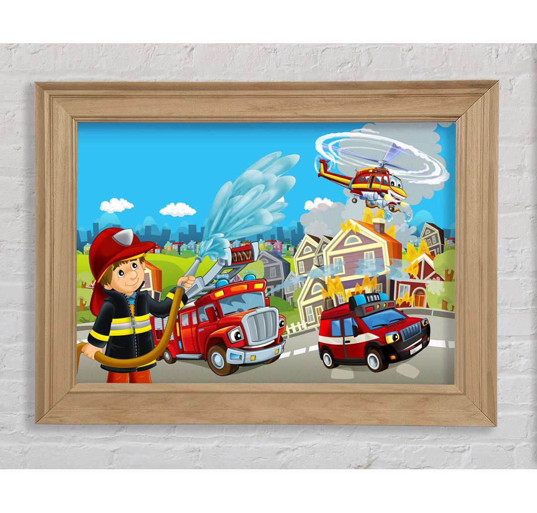 Fireman Rescue - Einzelner Bilderrahmen Kunstdrucke