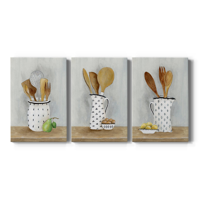 Cottage Kitchen I - Toile tendue avec châssis sur mesure - 3 pièces, H 27 po x l 54 po