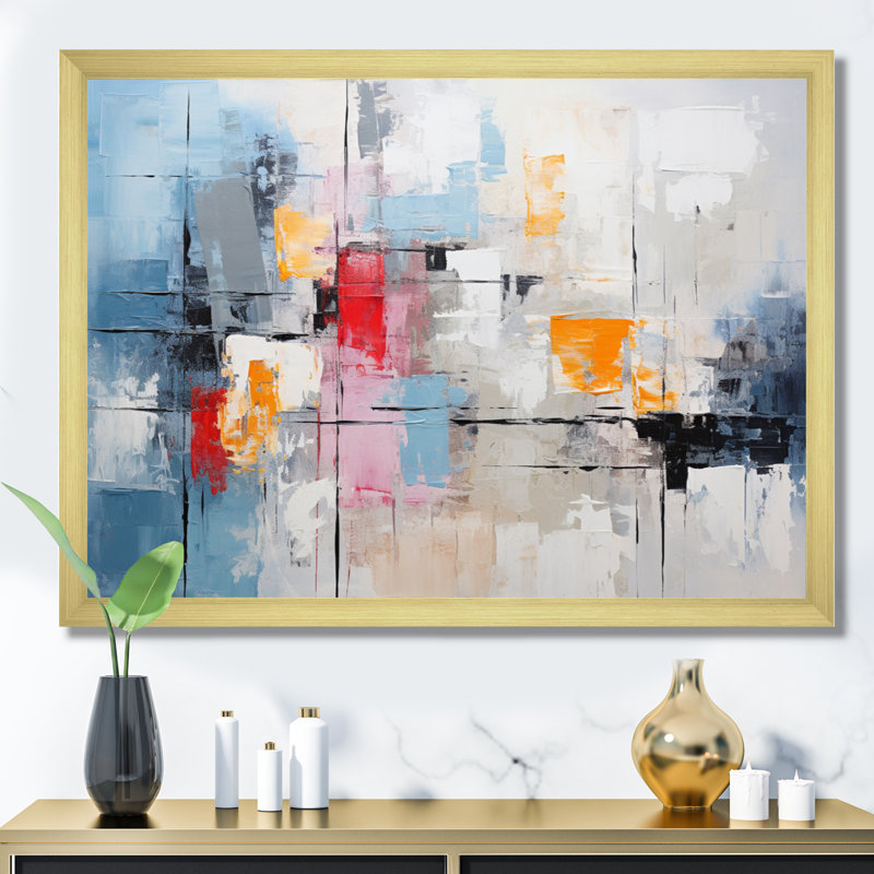 Textile Symphony I - Impression, H 34 po x l 44 po x P 1,5 po, Encadrement doré
