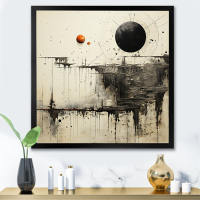 Grey And Black Fantasy Horizon - Abstract Canvas Art Print