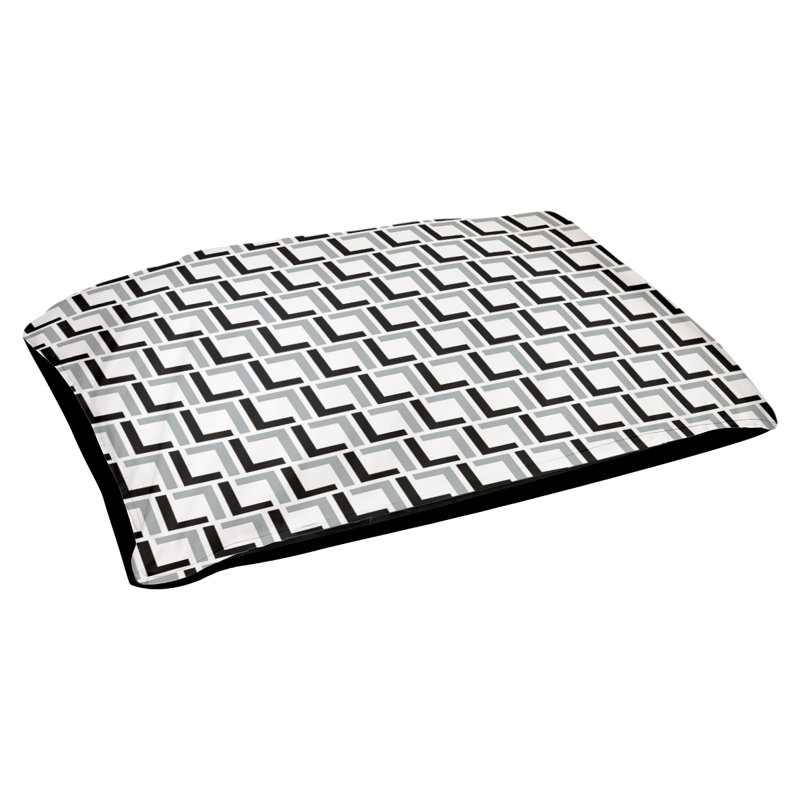 Coussin d'extérieur pour chien Tuileries, Très grand (l 40 po x P 50 po x H 6 po), Blanc / Noir / Argent