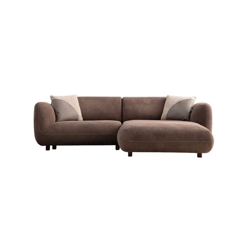 Élégant canapé d'angle, tissu brun, 98,4 po x 66,9 po x 29,5 po | Revêtement durable en 100% polyester, 28 couches de mousse de qualité supérieure | Structure robuste en bois et en bois aggloméré avec pieds peints naturels de H 7 cm | Parfait pour le salon et les espaces familiaux, facile à nettoyer