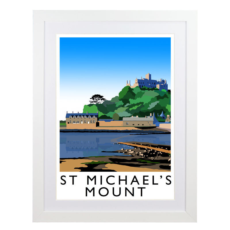 'St Michaels Mount' by Richard O'Neil - Print, 43.5 cm H x 33.5 cm W x 2.2 cm D, White Wood Frame