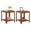 Table de bout d'angle arrondie avec pieds à grain ondulé vertical, table d'appoint Boho à 2 niveaux, table de chevet carrée de 22,1 po pour les petits espaces, pour le salon, la chambre à coucher, le bureau personnel, le noyer.