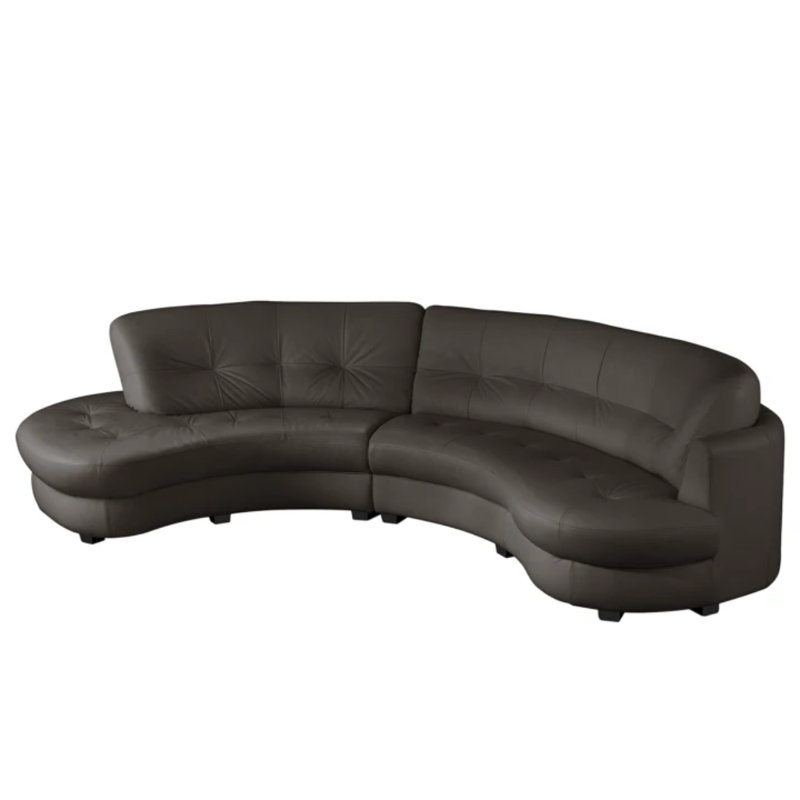 Maura Genuine Leather Curved Corner Sofa , Left Hand Facing, Brown