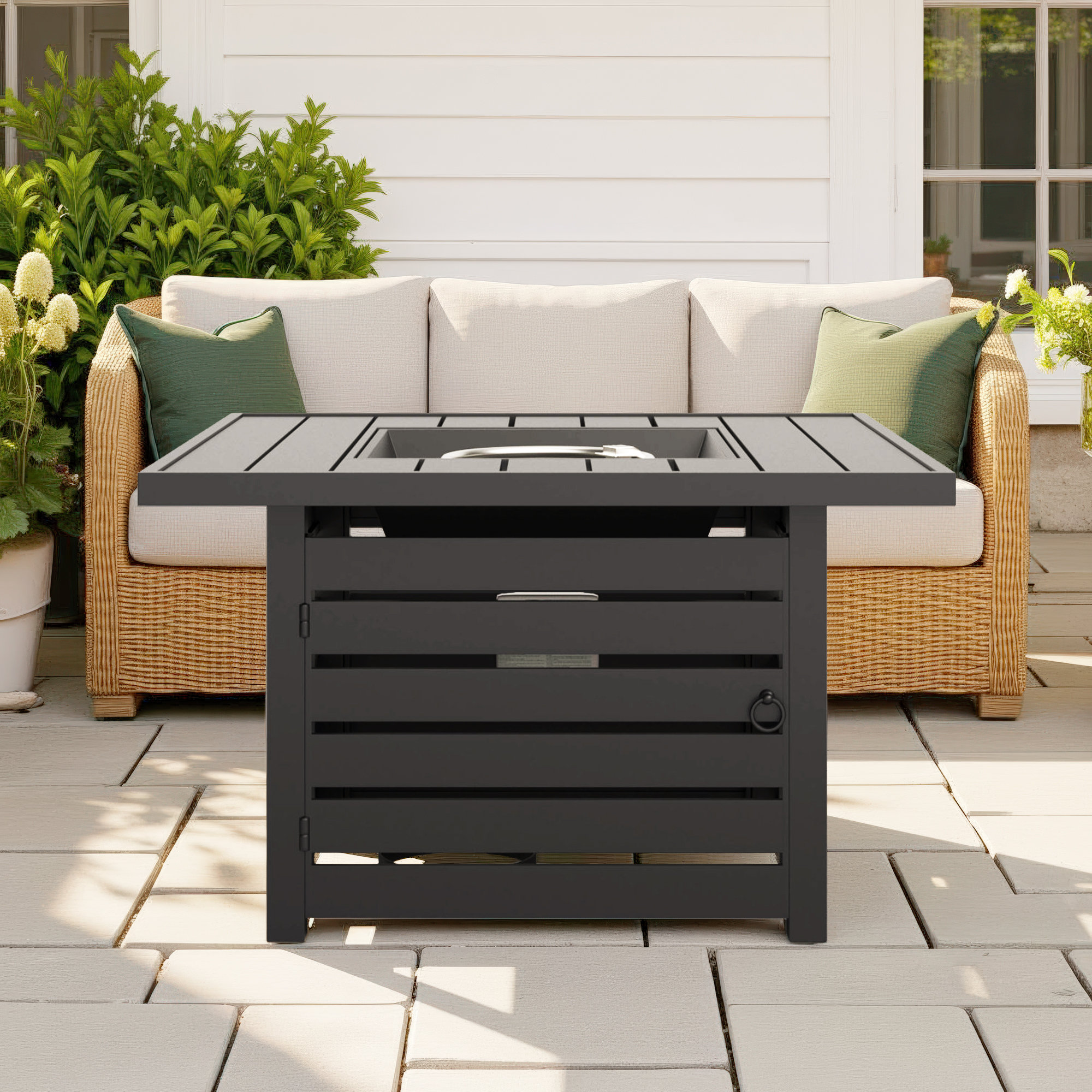 Fernon Square Fire Pit Table, Matte Black