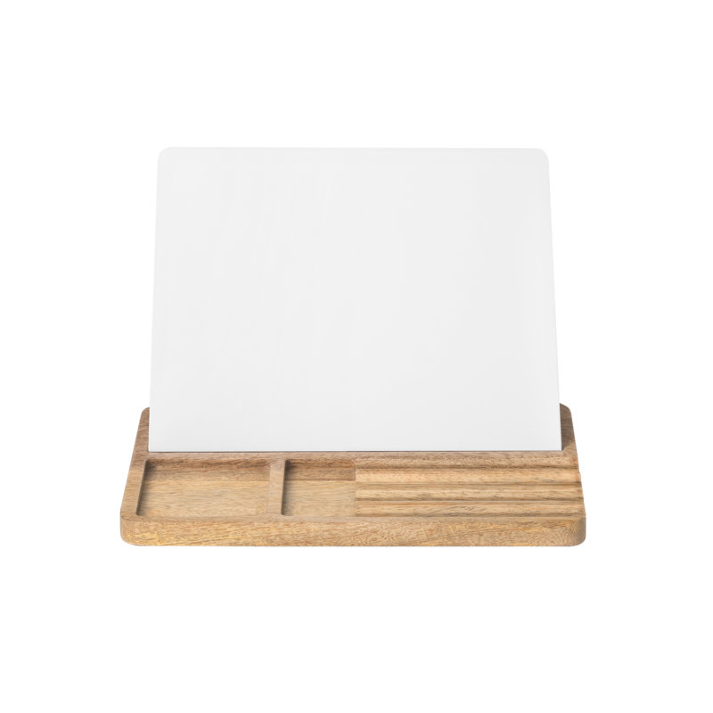 Organisateur de bureau 2 en 1 en bois massif avec tableau blanc magnétique, fente pour notes et rangement caché - Accessoire de bureau moderne
