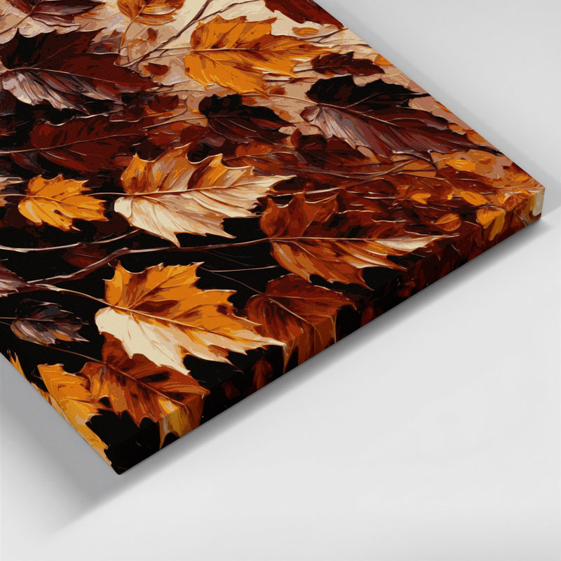 «Botanical Hickory Leaves», art mural sur toile noire, H 11 po x l 14 po