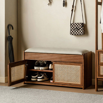 Brown Upholstered Bench