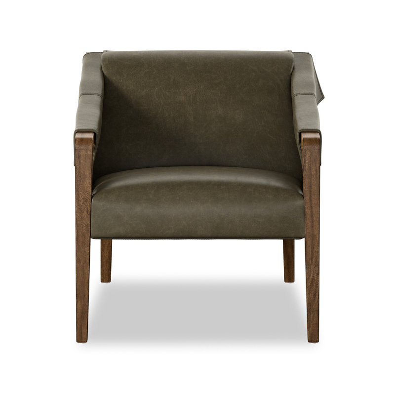 Karin 27" Wide Armchair, Dulane Moss Genuine Leather, Brown