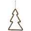 Lighted Jute Wrapped Pine Tree Silhouette Hanging Christmas Decoration - 14"