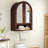 Wall Mounted Arched Cabinet with Mirrored Doors and Adjustable Shelves-215091735