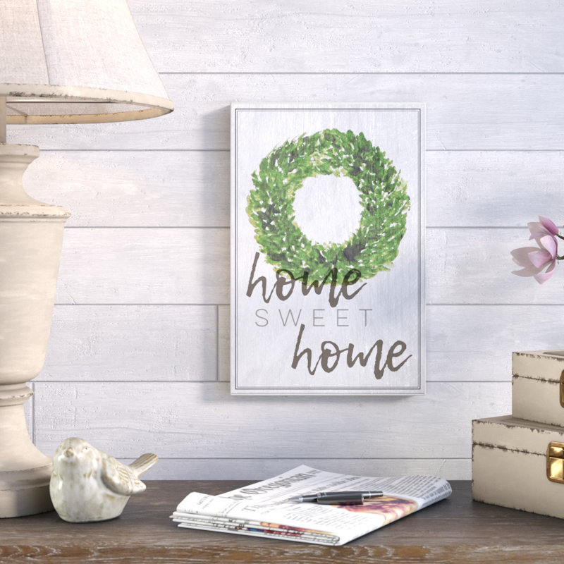 « home, couronne de feuillage home », art textuel, Toile tendue, H 20 po x l 16 po