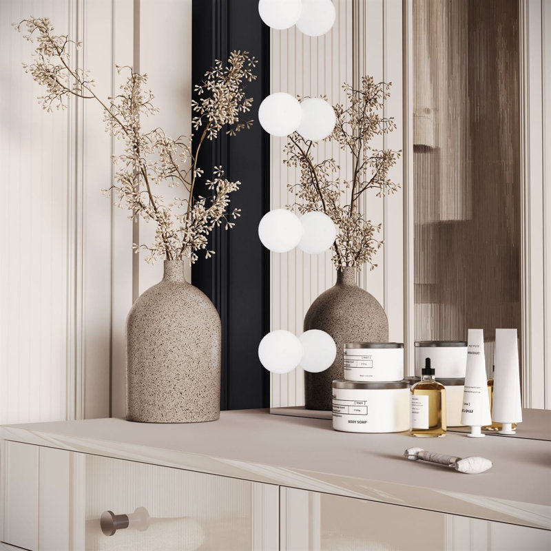 Dressing Table with Mirror, Cashmire/Silver