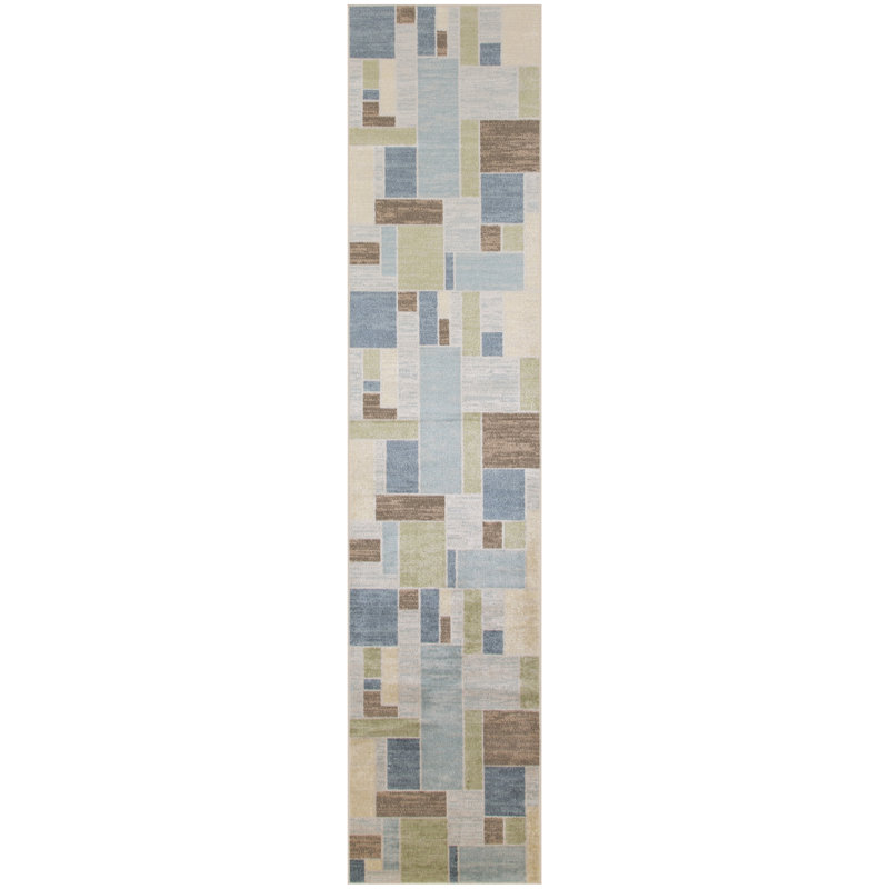 Brec Washable Geometric Indoor Rug, Runner 2'2" x 8'