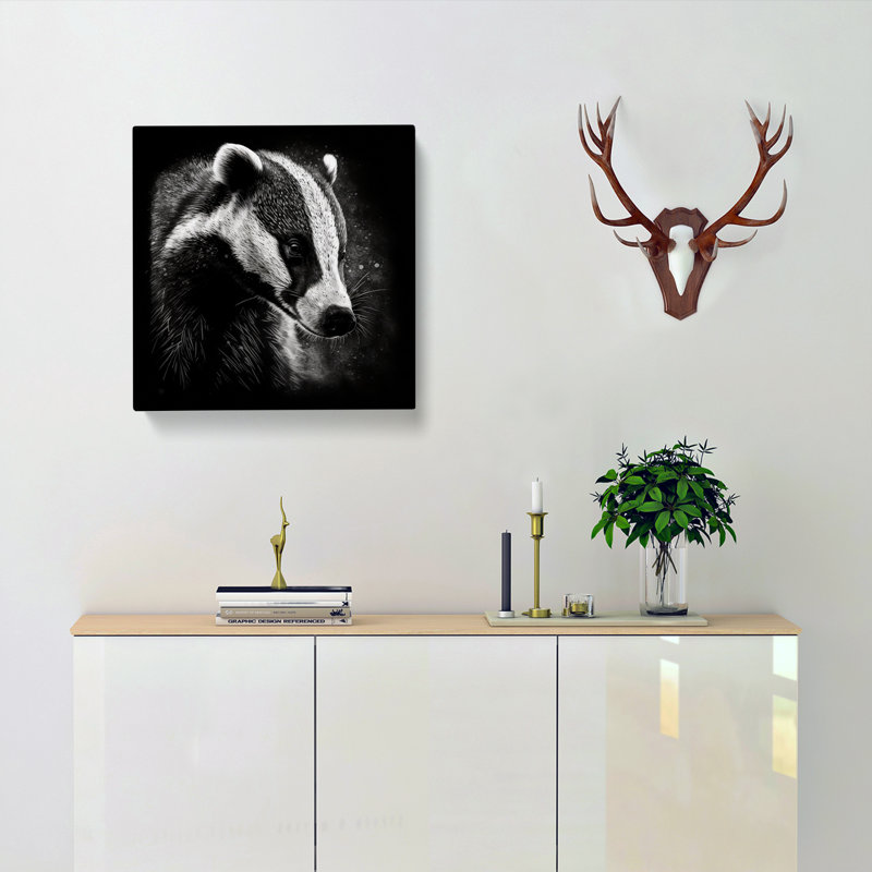 Badger Graphic Art - Wrapped Canvas - Framed Print, 50cm H x 50cm W x 3cm D