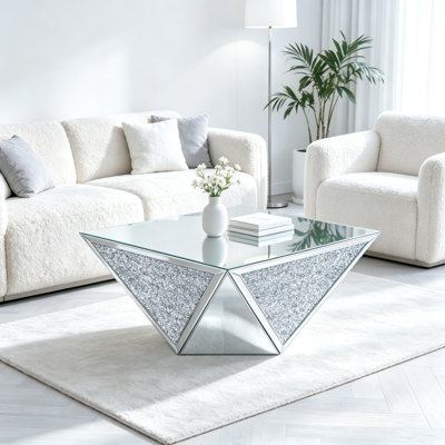 Table basse miroir à prisme de cristal