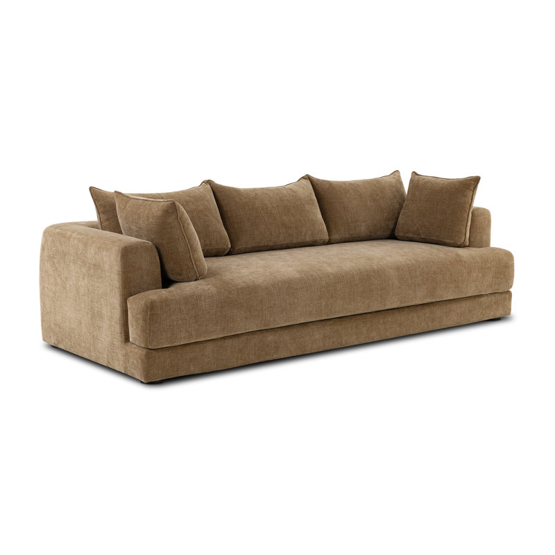 Marcel 99" Fabric Sofa, Tawny Brown