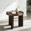 Table d'appoint de style vintage avec plateau en bronze foncé lustré et pieds en placage de chêne blanc
