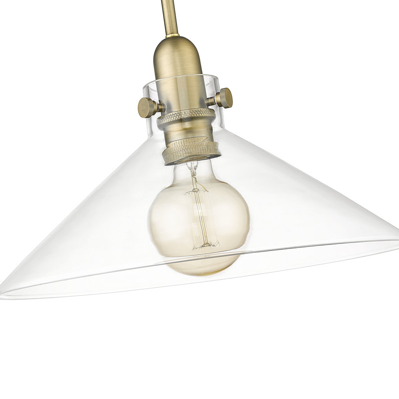 Luminaire suspendu conique 1 lumière Buzbee, Laiton antique