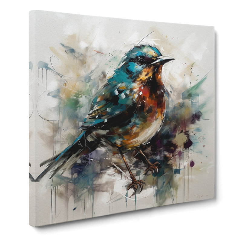 Bird Gestural Art - No Frame Print, 35cm H x 35cm W x 3cm D