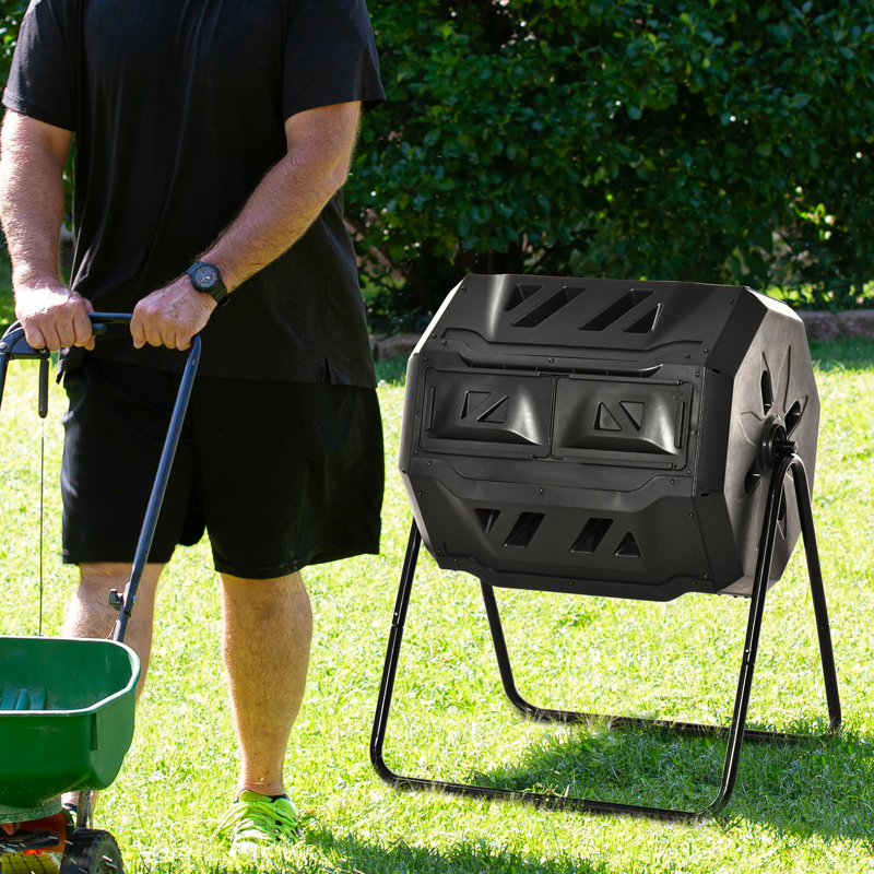 42 gallons Composteur d'extérieur avec couvercle verrouillable, Noir