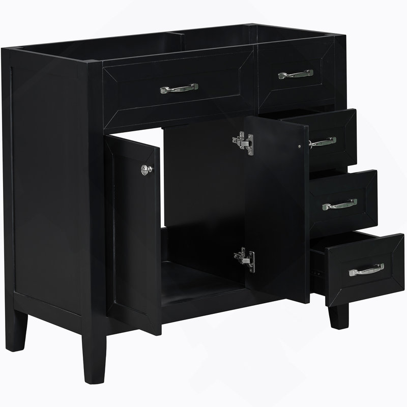 Meuble-lavabo 36 po sans lavabo, base d'armoire seulement, armoire de salle de bain, Noir