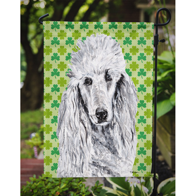 Drapeau de jardin à 2 côtés st. patrick day trèfle, Caniche (gris)