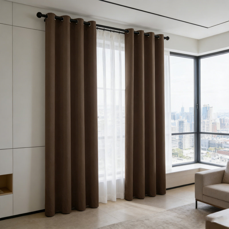 Blackout Curtains for Bedroom, Thermal Insulated Noise Reducing Window Drapes for Living Room, Grommet Top (52W X 45L Inch, Coffee)