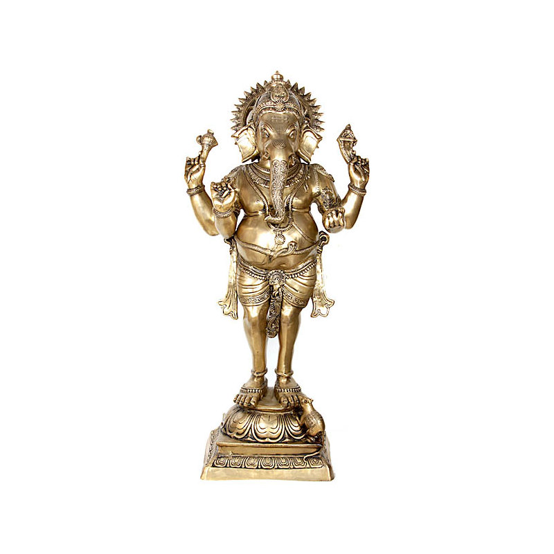 Quatre bras debout Ganesha avec Dhoti court (grande taille)