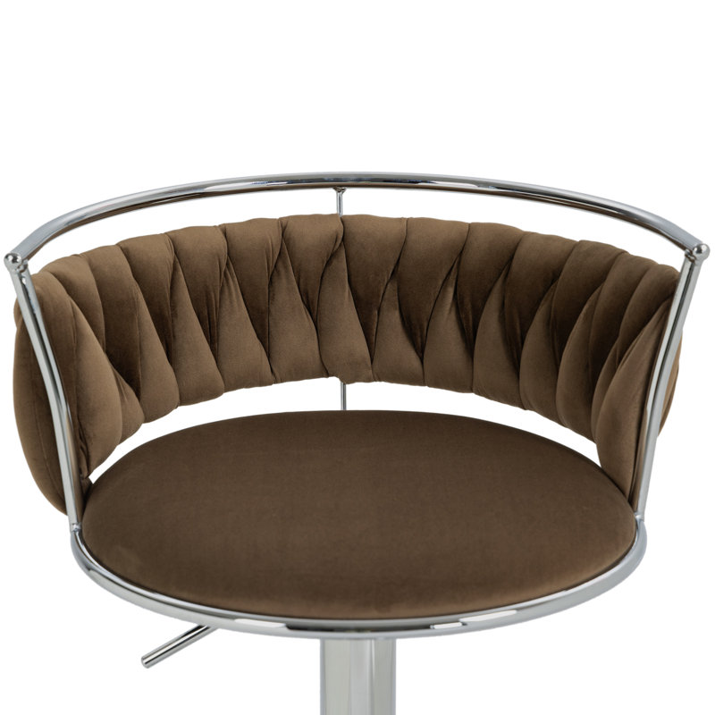 Ginko Modern Swivel Bar Stool with Backrest, Adjustable Height Kitchen Island Stool with Upholstered Seat and Footrest,