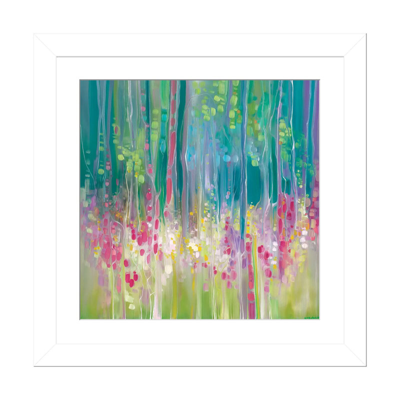 Abstract Summer - Wall Art Print - Framed Fine Art Paper, 16" H x 16" W, Open Corner Framed Paper with Mat, White