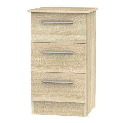 Fully Assembled Chesler 3 Drawer Bedside Table