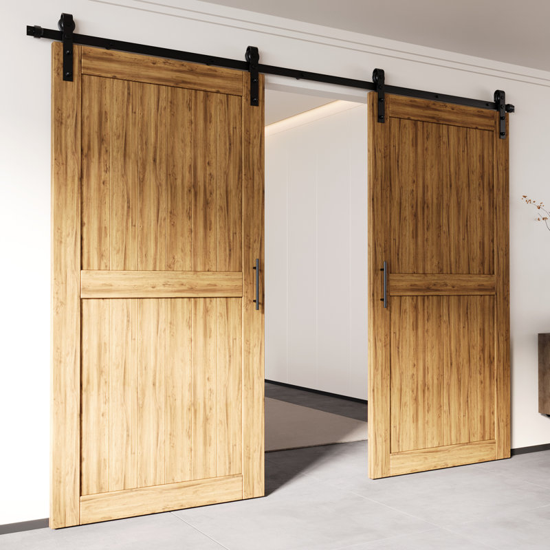 Ensemble de quincaillerie de porte de grange standard à une porte standard à deux portes noir rustique, 72 po