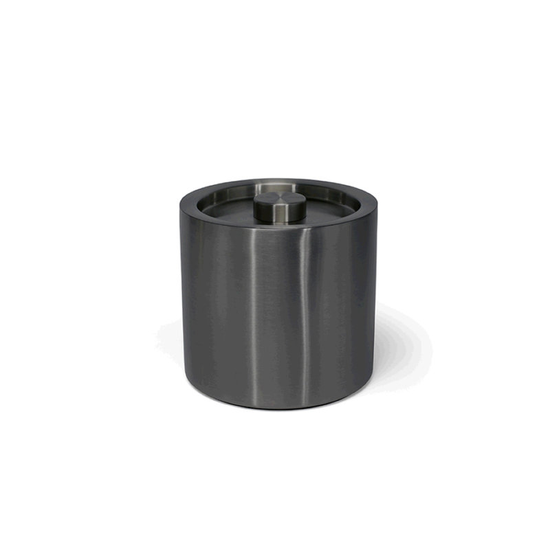 Seau à glace rond en acier inoxydable brossé, Noir mat