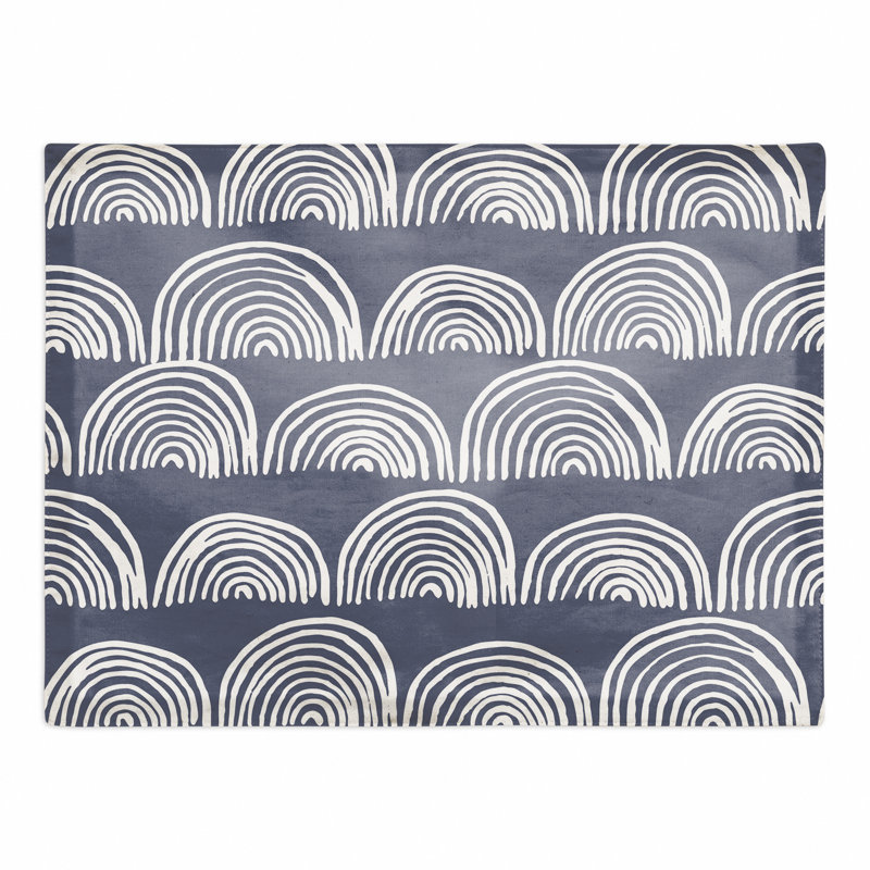 Poly Twill Abstract Rectangle Placemat, Blue