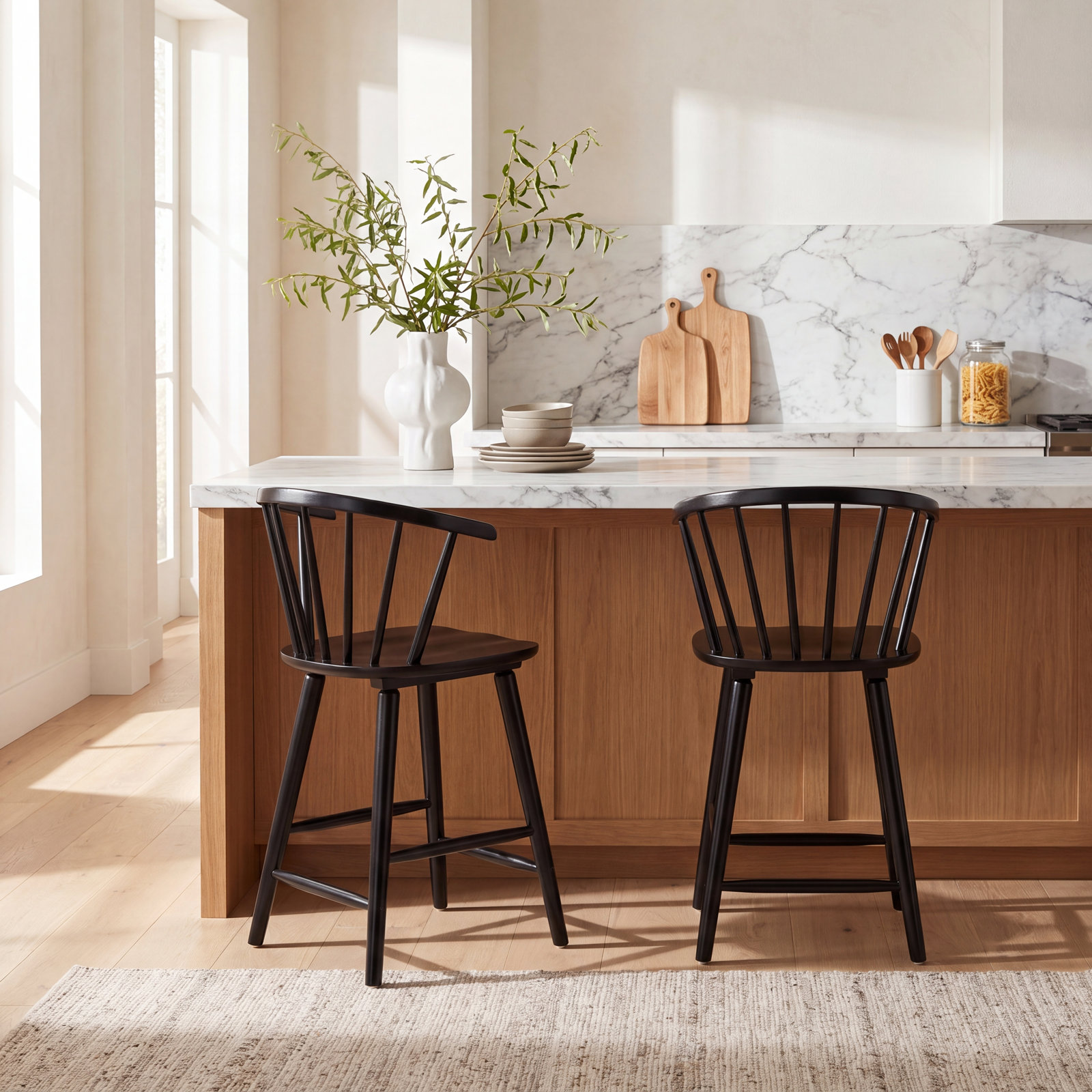 Sheffield Bar Stool, Short Stool (23" Seat Height), Black