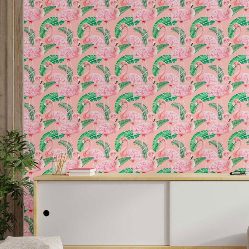Rouleau de papier peint adhésif Searfoss, L 126 po x l 24 po, Rose