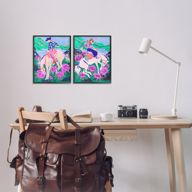  «Vivid Eleving Cowboys», ensemble de 2 giclées par Melissa Wang, H 14 po x l 11 po, Giclée encadrée noir minuit