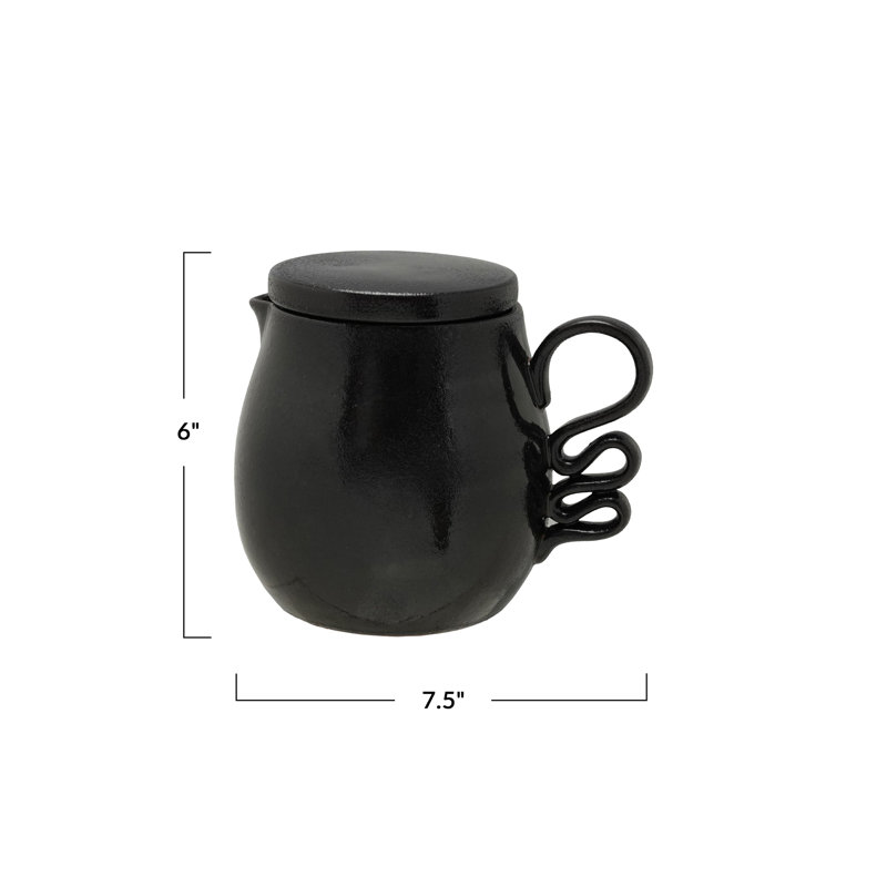 Stoneware Pitcher With Abstract Handle