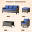 Ensemble de mobilier de patio en osier - Ensemble de conversation en rotin 8 pièces avec 4 chaises de patio en osier, 2 repose-pieds et table basse pour le jardin, la cour, le balcon et la terrasse-383182070-383182071