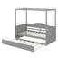 Lit à baldaquin et lit simple avec lit gigogne et plateforme en bois avec tête de lit-940816544