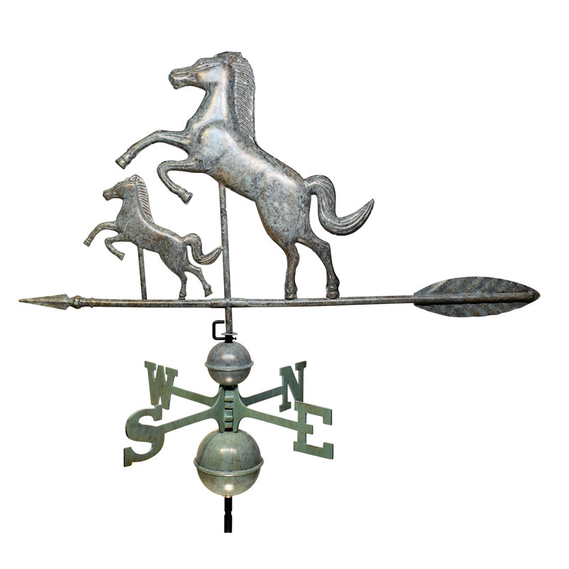 Girouette cheval et colt, Vert-de-gris