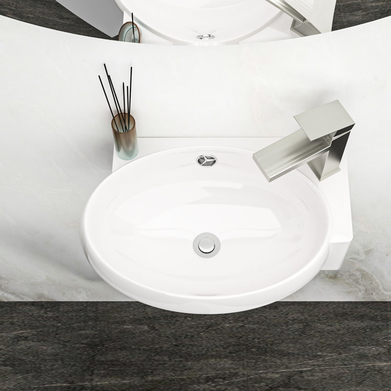 Lavabo de salle de bain mural en céramique blanche, 16 po x 11 po, à faible absorption d'eau, résistant aux acides, l 16,5 po x l 11 po, fixé aux taches et au ternissement