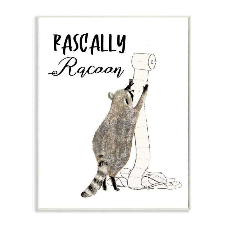 «Rascally Racoon Text» par Victoria Barnes - reproduction d'art, H 19 po x l 13 po, Plaque murale