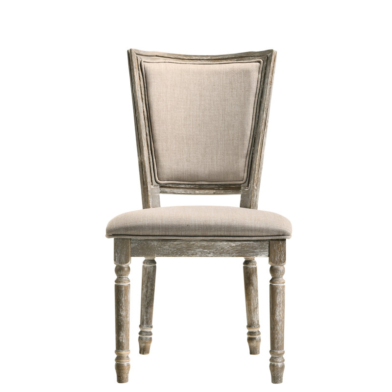 Chaise d'appoint beige et grise, revêtement élégant, structure récupérée