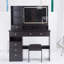 Bureau de maquillage avec miroir, lumières DEL, tiroir et tabouret-1589158742